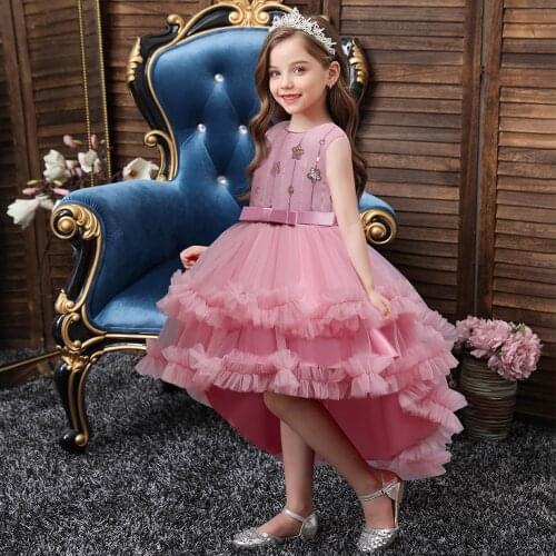 Girl dress girl elegant mesh tail princess dress stage catwalk dress fancy party dress wedding party dress girl clothes 3-12 yrs