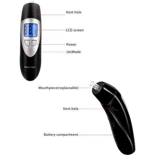 EEK-Brand Portable Ketone Breath Analyzer, Digital Ketone Breathalyzer, Ketosis Testing Kit with 10 Replaceable Mouthpieces