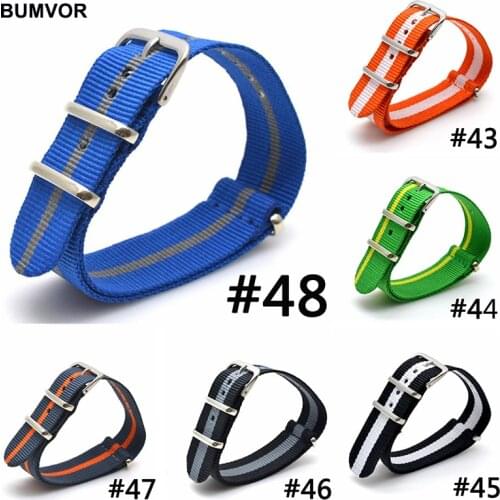 20mm Solo Loop Nylon Strap Nato Army Watchband Fabric Woven Replacement Strap Substitute DW Wristband Steel Buckle Belt