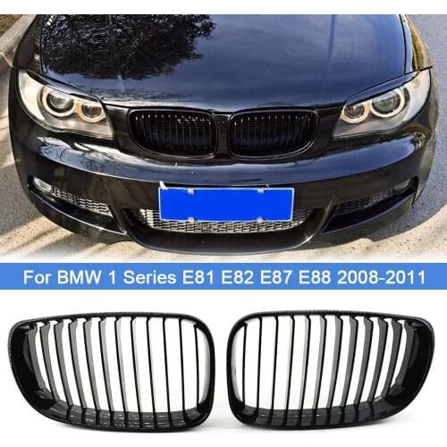 1 Pair Gloss Black Car Front Bumper Kidney Grilles Grill Replacement For BMW 1 Series E81 E82 E87 E88 2007-2011 120d 120i 130i