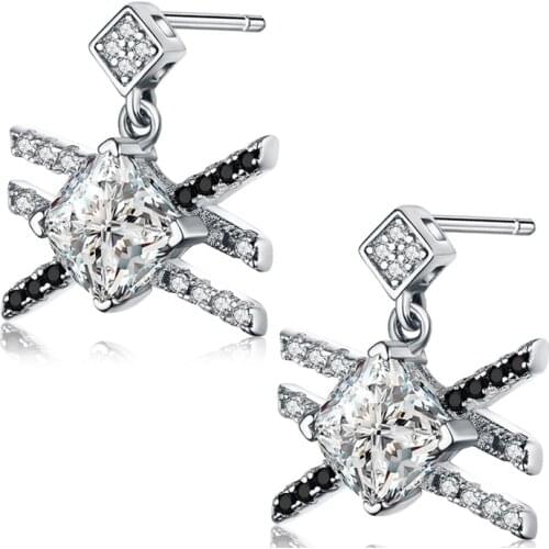 BLACK AWN Vintage 925 Sterling Silver Fine Jewelry Engagement Earrings for Women Wedding Earring T162
