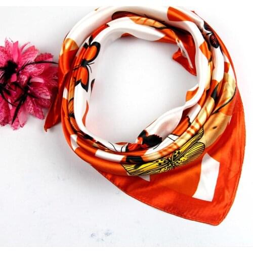 2020 Square Scarf Hair Tie Band Women Elegant Small Vintage Skinny Scarf Retro Head Neck Silk Scarf Print Scarves