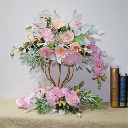 Silk flower wedding simulation main table flower road window decoration props flower ball wedding table flower with iron stand