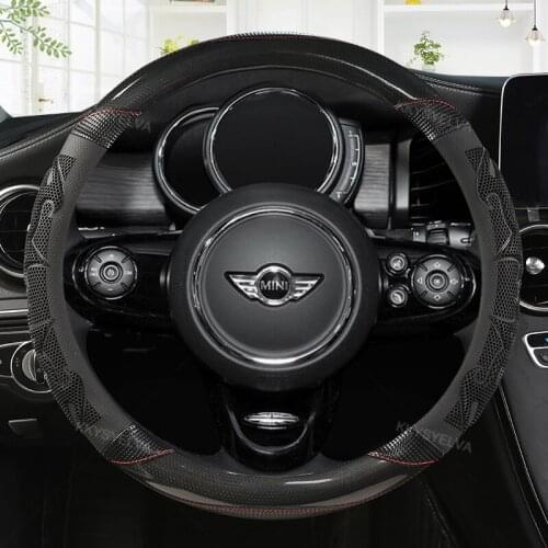 Carbon Fiber Car Steering Wheel Cover 15 inch/38cm for Mini JCW F56 R55 F55 F56 R58 R60 R61 F57 Countryman Cooper Clubman