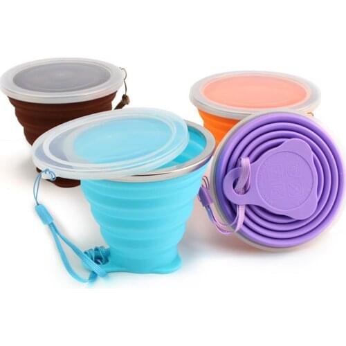 270ml BPA Silicone Folding Cups Food Grade Water Cup 5 Color Travel Retractable Colored Portable Outdoor Drinking Portable Cup