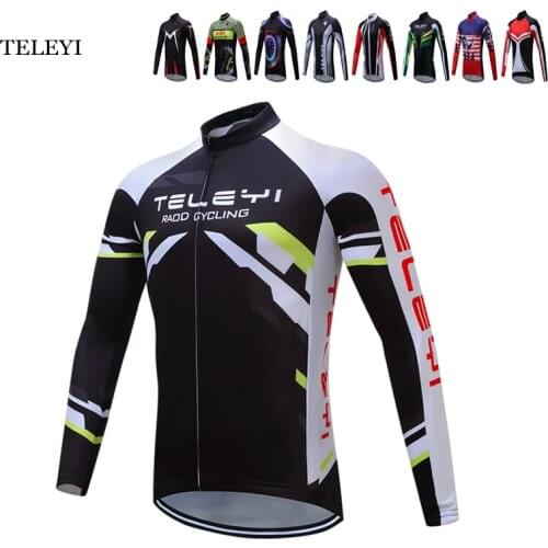 TELEYI Pro Team Quick Dry Ropa Ciclismo Cycling Jersey Long Sleeve Autumn Breathable Mens Shirts Bike MTB Tops Cycling Clothing