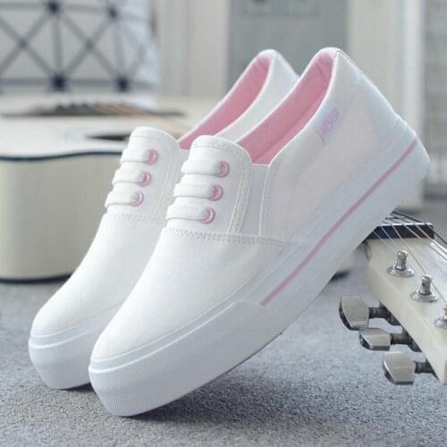 Women Flats Shoes2021 Women Casual Shoes Flats White Black Womens Canvas Shoes Slip-On Solid Color Spring Fashion Shoes