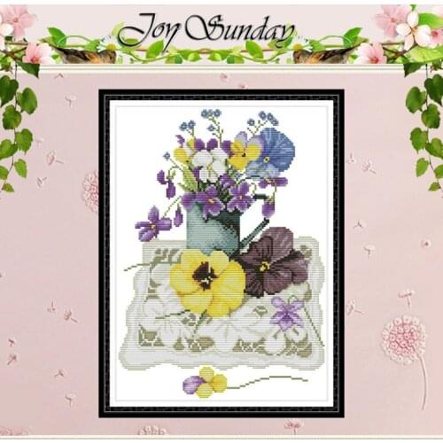 A vase on a lace mat flower counted 11CT 14CT Cross Stitch Sets DIY Chinese Cross-stitch Kits Embroidery Needlework Home Decor