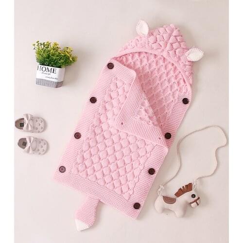 Newborn Swaddle Knit Sleep Bag Baby Sleeping Bag Envelope Winter Kid Sleepsack Footmuff Stroller Knitted Sleep Sack