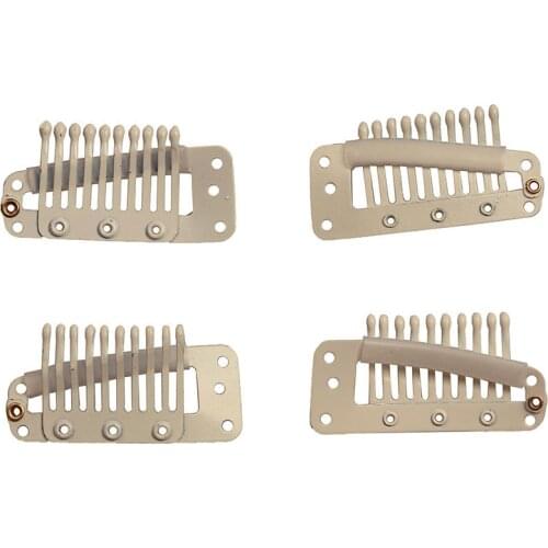 100 PCS 3.8cm 10 teeth Black Brown Sideling Snape Hair Clip for Hair Extensions Weft Weave and Wigs,Silicone Back Hair Clips