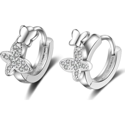 New Fashion Delicate Zircon Butterfly Earrings 925 Sterling Silver Animal Earrings For Women Oorbellen