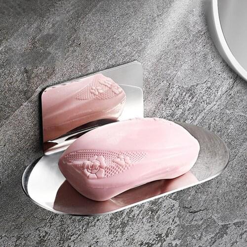 1 Set Stainless Steel Anti-Rust Soap Rack 4 Style Punch Free Self Adhesive Wall-Mountable Storage Box Bathroom Shower Supplies