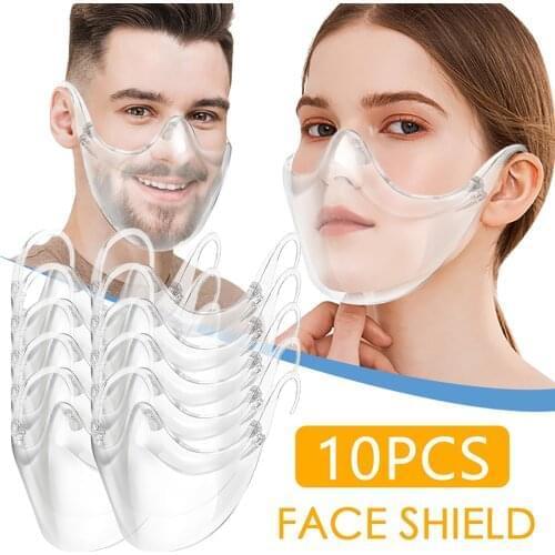 10Pcs Transparent protective maske Hygiene Safety Face Shield PVC Anti-Splash anti-spray Food Face Shield For Mouth Nose