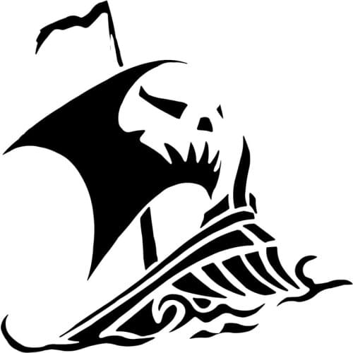 14.6cm*14.6cm Pirate Ship Cartoon Vinyl Stickers Car Accessories Black/Silver S3-4839