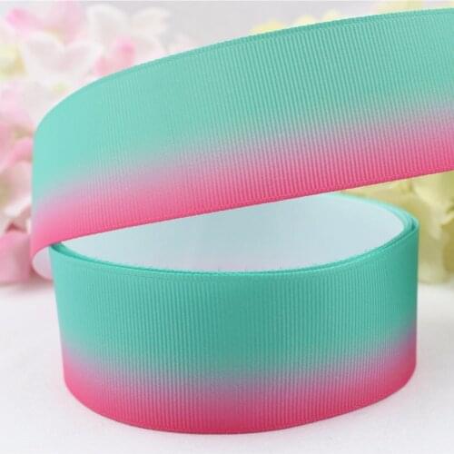 16724-6,38MM gradient colors printed grosgrain ribbon packaging design, DIY accessories handmade materials