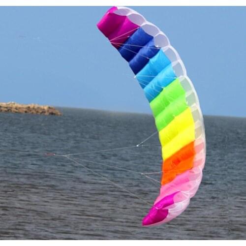 2.7m Colorful Rainbow Dual Line Kitesurfing Stunt Parachute Soft Parafoil Surfing Kite Nylon Kite Outdoor Beach Flying Kite 2020
