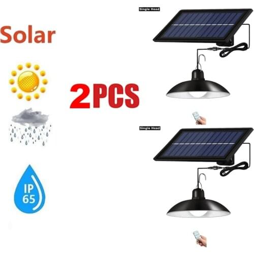 2pcs remote 30 led 2 head Retro Lampshade Solar Pendant Chandelier solar Light Outdoor Lamp Waterproof Wall Street Garden light
