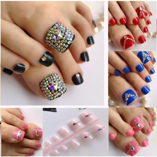 24Pcs DIY Artificial Short Fake Toenails Shiny Natural False ToeNails For Design Full Cover Foot Nail Art Tips Custom Made