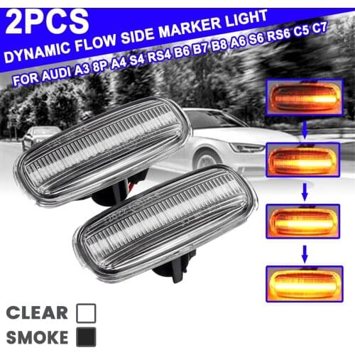 2x LED Dynamic Side Marker Turn Signal Light Sequential Blinker Lamps For Audi A3 8P A4 S4 RS4 B6 B7 B8 A6 S6 RS6 C5 C7