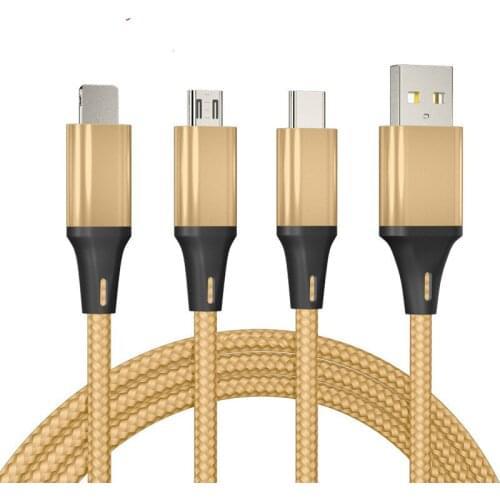 3 in 1 new data cable for Apple X Android Type-c Huawei p30 vivox20 nylon braided charging cable universal adapter cable