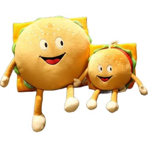 30/45/60cm Cute Cartoon Plush Hamburger With Cheese Plush Toy Stuffed Pillow Food Cushion Kids Toys High Quality Birthday Gift