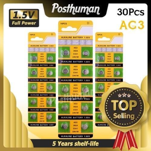 30x AG3 Long Lasting 1.55v Coin Cell Toy Electronic Scale Watch Battery 192 384 392 392A LR41 L736 LR736 SR41 SR41SW Button