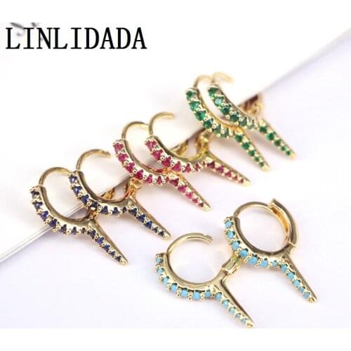 5Pairs Gold-Color Jewelry Multi-Color CZ Zirconia Circle Point Earrings for Women 2020 Brincos Gifts