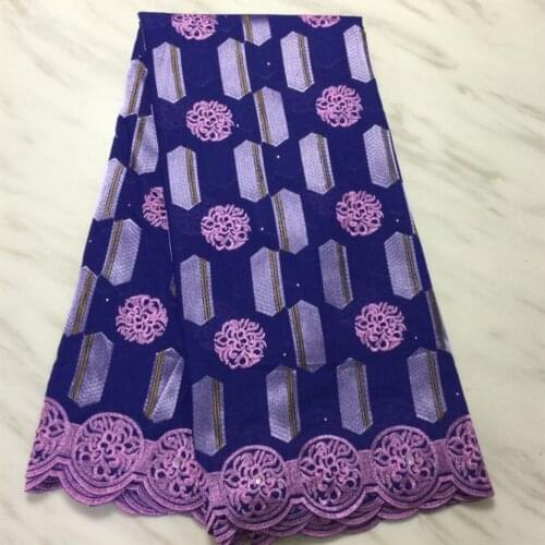5 Yards Embroidered Beaded Swiss Voile Lace Cotton Fabric Latest Nigerian Brocade Brode French Tissu Africain For Dress Sewing