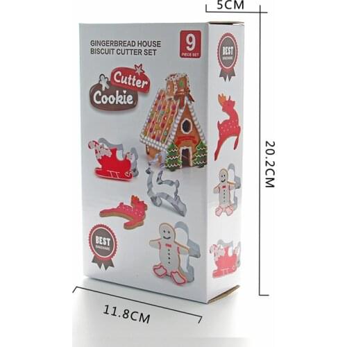 9PCS/SET Christmas Cookie Tool Stainless Steel Biscuit Mould Gingerbread House Biscuit Cookie Cutter Mould Baking Tools