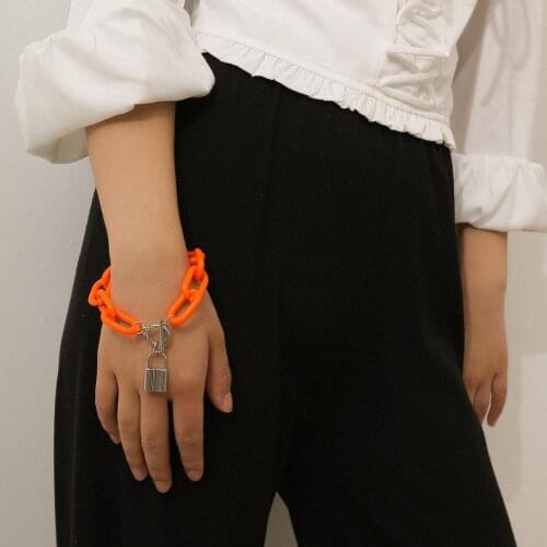 Lock Punk Acrylic Bracelet For Women Men Candy Color Judy Transparent Jewelry Party Creative Cool Hip Hop Lock Chain Bracelets