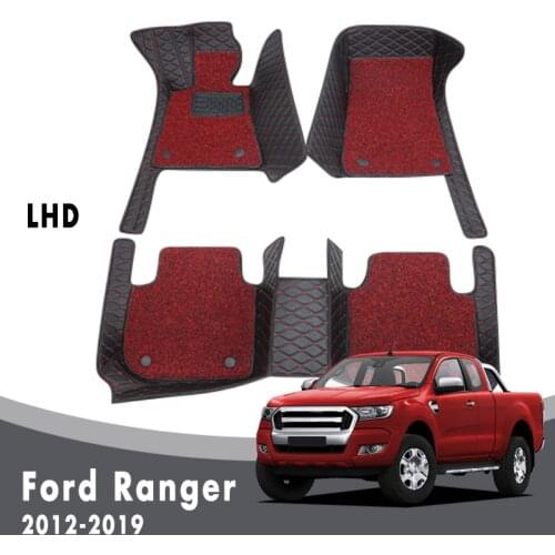 Car Floor Mats For Ford Ranger 2019 2018 2017 2016 2015 2014 2013 2012 Auto Double Layer Wire Loop Carpets Interior Accessories