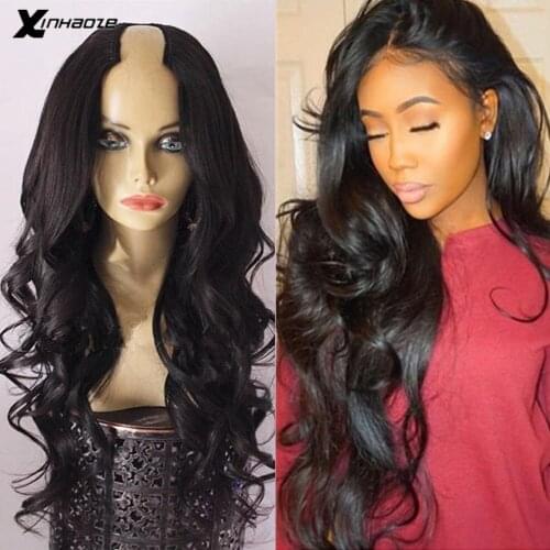 Glueless Body Wave U Part Wigs 100% Human Hair U Opening Space 2*4 Brazilian Remy Hair Middle Part Wig For Black Women