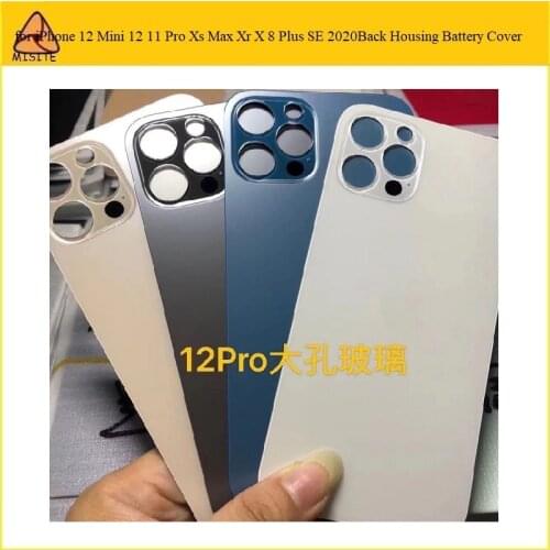 10Pcs Big Hole Back Housing Glass Cover Replacement For iPhone 12Pro Rear Door Battery Case for iPhone 12 Mini 12 11 Pro Xs Max