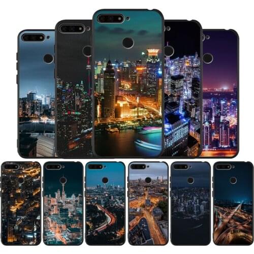 City Aerial View Night black Silicone Phone Case For honor 30 20 Pro 8 8X 9 10 20 Lite Mate 10 20 30 Lite Pro cover
