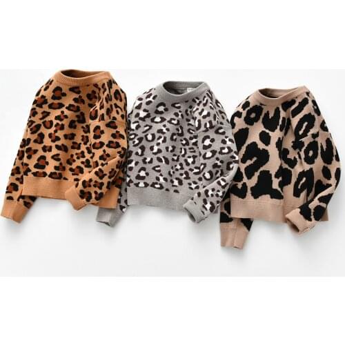 Kids Baby Boys Sweaters Leopard Knitted Pullover Casual Long Sleeve Childrens Tops Toddler Boy Clothes Baby Girl Clothes