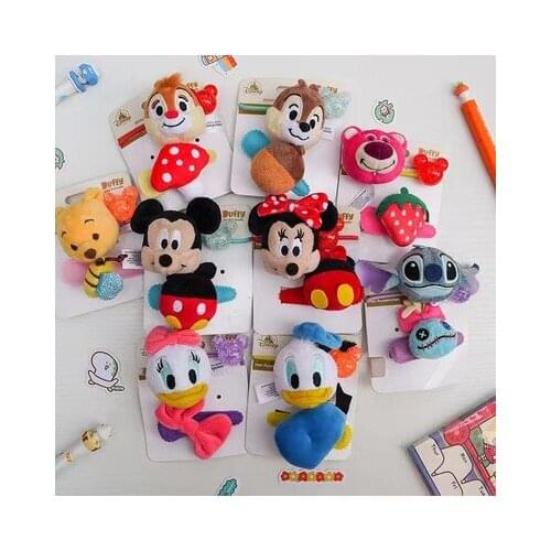 Disney Stitch Mickey Pooh Chip Dale Anime Headwear Kids Accessories Cartoon Hairband Child Girls Hair Pin Birthday Gifts