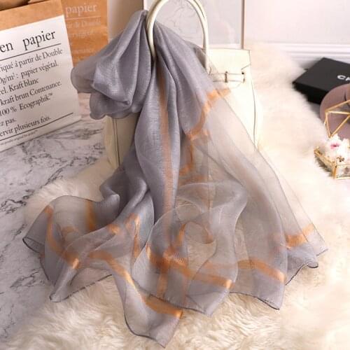 Designer Brand 2021 Summer Women Silk Scarf Fashion Long Shawls Lady Wraps Designer Brand Pashmina Beach Stoles Foulard Female