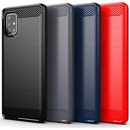 For Samsung Galaxy A01 A11 A21 A31 A41 A51 A71 5G Case Luxury Carbon Fiber Skin Soft Silicone Cover Phone Cases