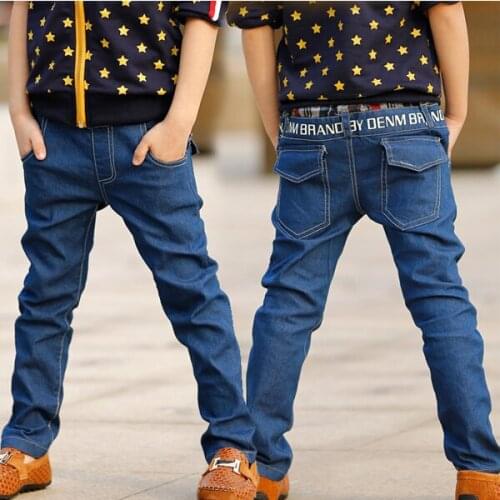 New arrival boys jeans autumn 2018 kids autumn casual blue patchwork letters pockets jeans denim pants 3-8 years