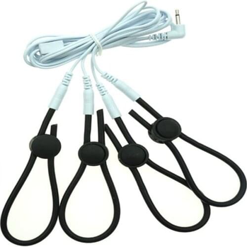 E-Stim Monopolar Conductive Loops Cock Rings and Ball Electro Penis Ring Rubber Tube TENS Electrodes Medical Sex Toys For Men