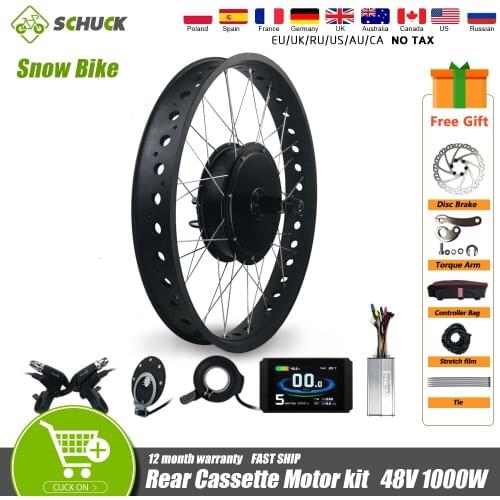 Electric Fat Tire Bike Motor Wheel 48V 1000W Rear Rotate Wheel Hub Motor 4 Color Snow ebike kit For Ebike Conversion Kit 20 26in