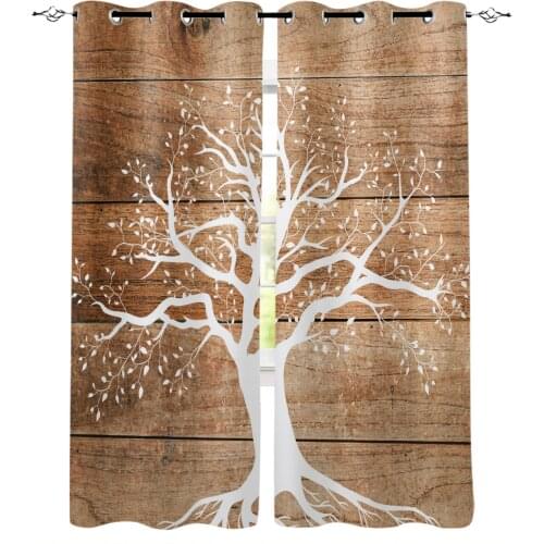Wood Plank Texture Tree Window Curtains for Living Room Bedroom Kitchen Modern Curtains Home Decoration Drapes Blinds