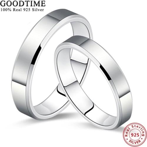 Fashion Pure 925 Sterling Silver Couple Ring Simple Smooth Wedding Lovers Ring Jewelry Accessories Gift for Women Men