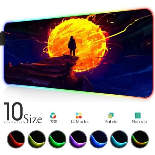 Mr suicide sheep art RGB Mouse Pad moon Black Gamer Accessories Large LED MousePad Gaming Desk Mat PC Desk Play Mat with Backlit