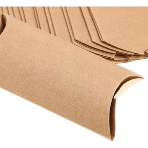 Kraft Paper Pillow Candy Box Thank You Treat Box Kit, Rustic Gift Box for