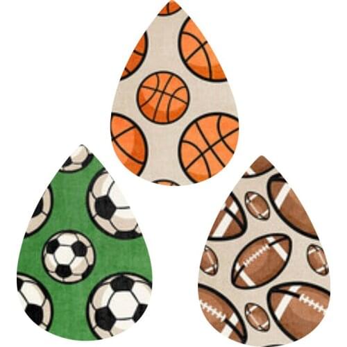 Diy Leather Earrings Basketball Baseball Soccer Pattern Print Double Side 24 PCS / 12 Pairs