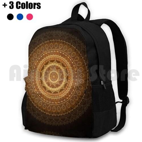 Mandala. Ornamental Pattern. Outdoor Hiking Backpack Riding Climbing Sports Bag India Pattern Yoga Leaves Flower Arabic