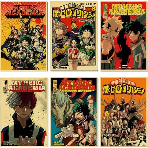 My Hero Academia high quality Retro Poster Kraft Paper Personalised Room Decoration Wall Decor For Home Bar Cafe