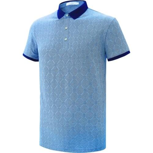 G8206 Brand New Jacquard Mens Shirt 170gsm Cotton Polyester Short Sleeved Office Casual Buttons Fly Polo With Turn Down Collar