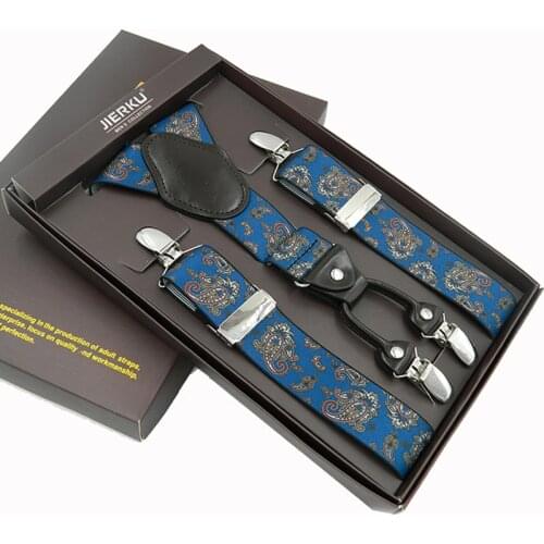 Man Leather Suspenders 4 clips Braces Adjustable Four Clip-on Suspenders braces Trousers Suspensorio Husbands/Father Gifts ligas